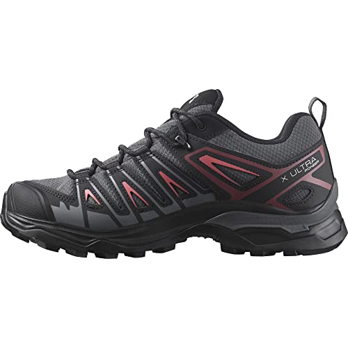 Salomon X Ultra Pioneer Gore-Tex damskie buty trekkingowe, w każdych warunkach pogodowych, bezpieczne trzymanie stopy, stabilne i amortyzujące, Magnes, czarna herbata, róża, 42 EU