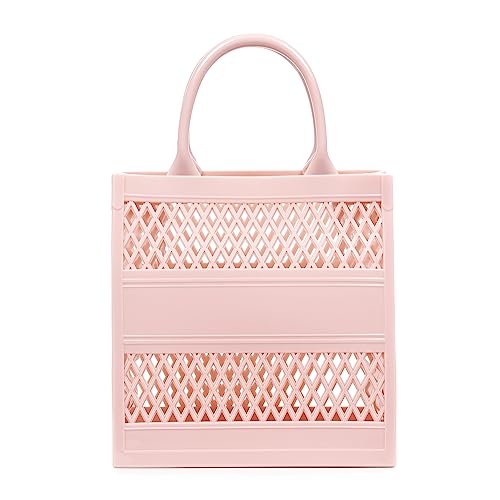 FIRENZE ARTEGIANI Libelulla. Torba Shopper kosz silikonowy sztywny 19x10x20 cm. Kolor: jasny różowy, Jasnoróżowy, Użytkowy