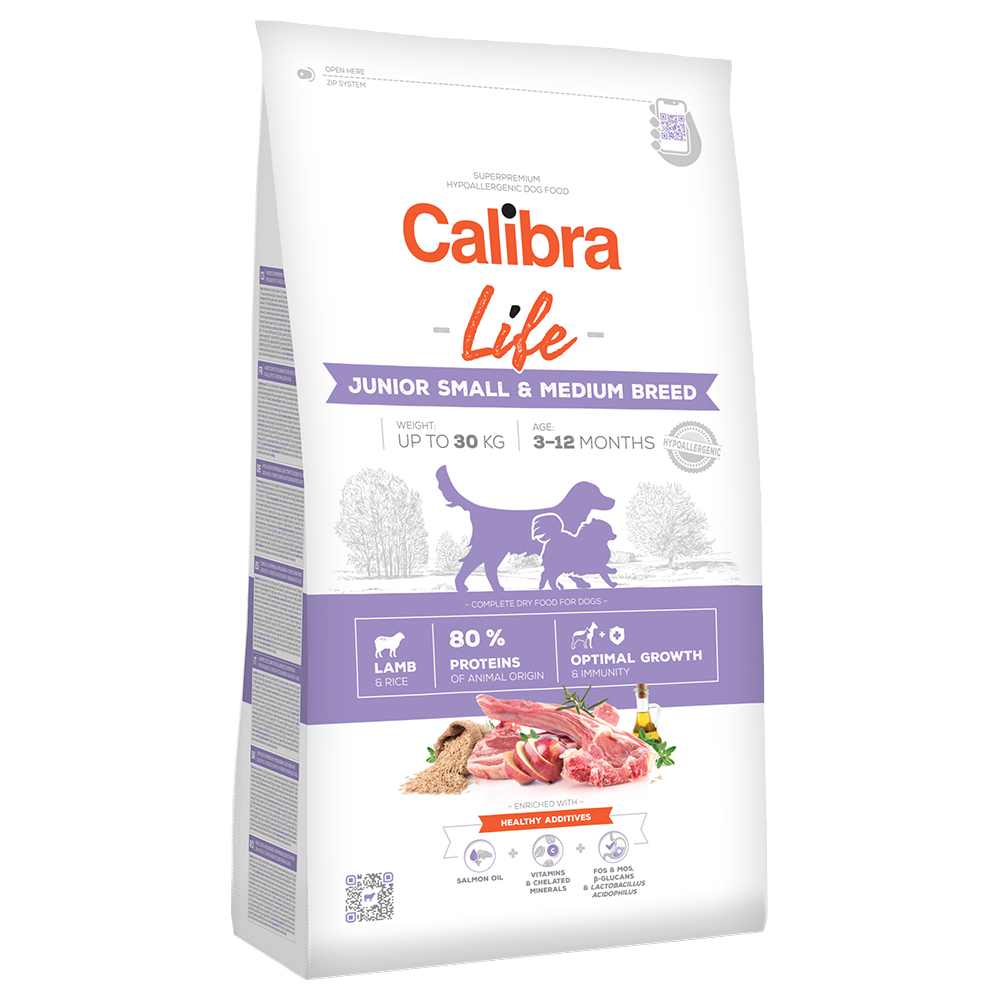 Calibra Dog Life Junior jagnięcina dla małych i średnich ras - 12 kg