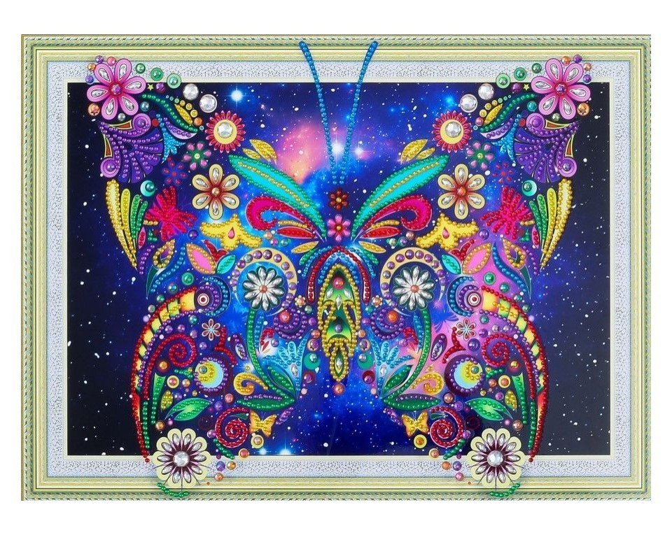 Diamentowa mozaika 40x30cm, Kwiecisty motyl