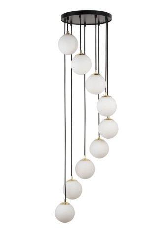 Salonowa lampa wisząca Piano 33661 Sigma kulista szklana biała mosiądz