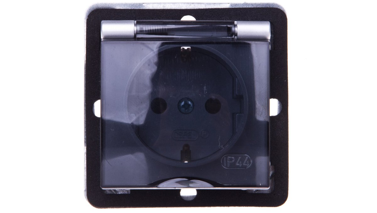 Ospel Impresja Modul Metalik Gniazdo bryzgoszczelne z uziemieniem schuko, IP-44 GPH-1YS/m/18/d