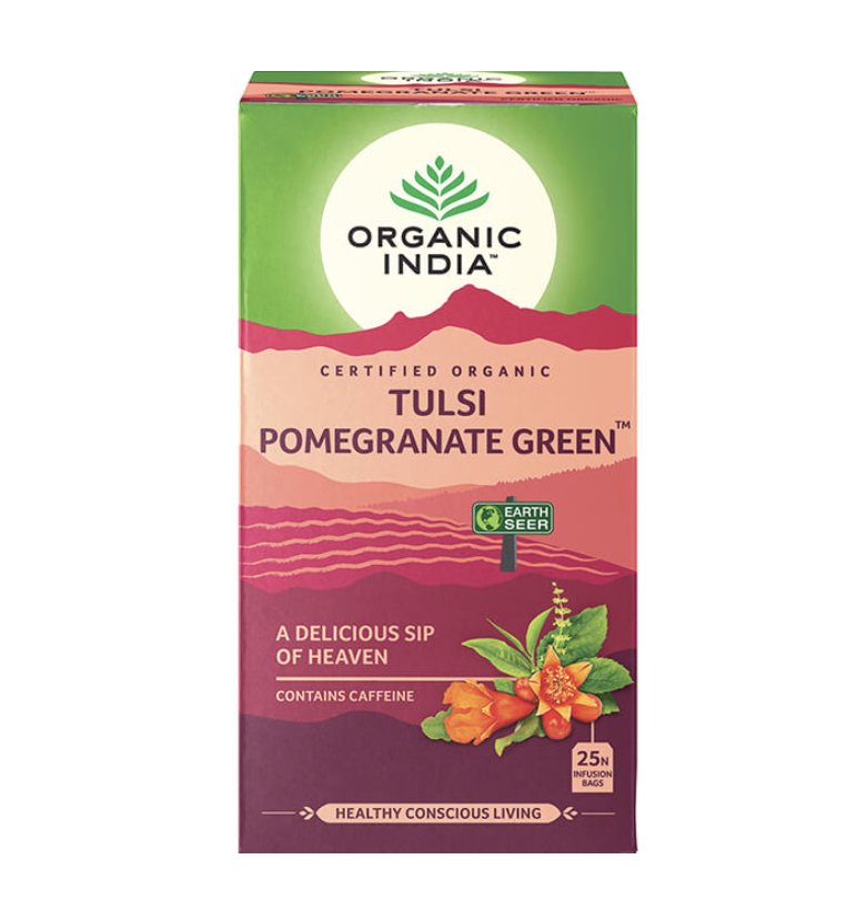 ORGANIC INDIA TULSI GREEN zielona herbata z granatem