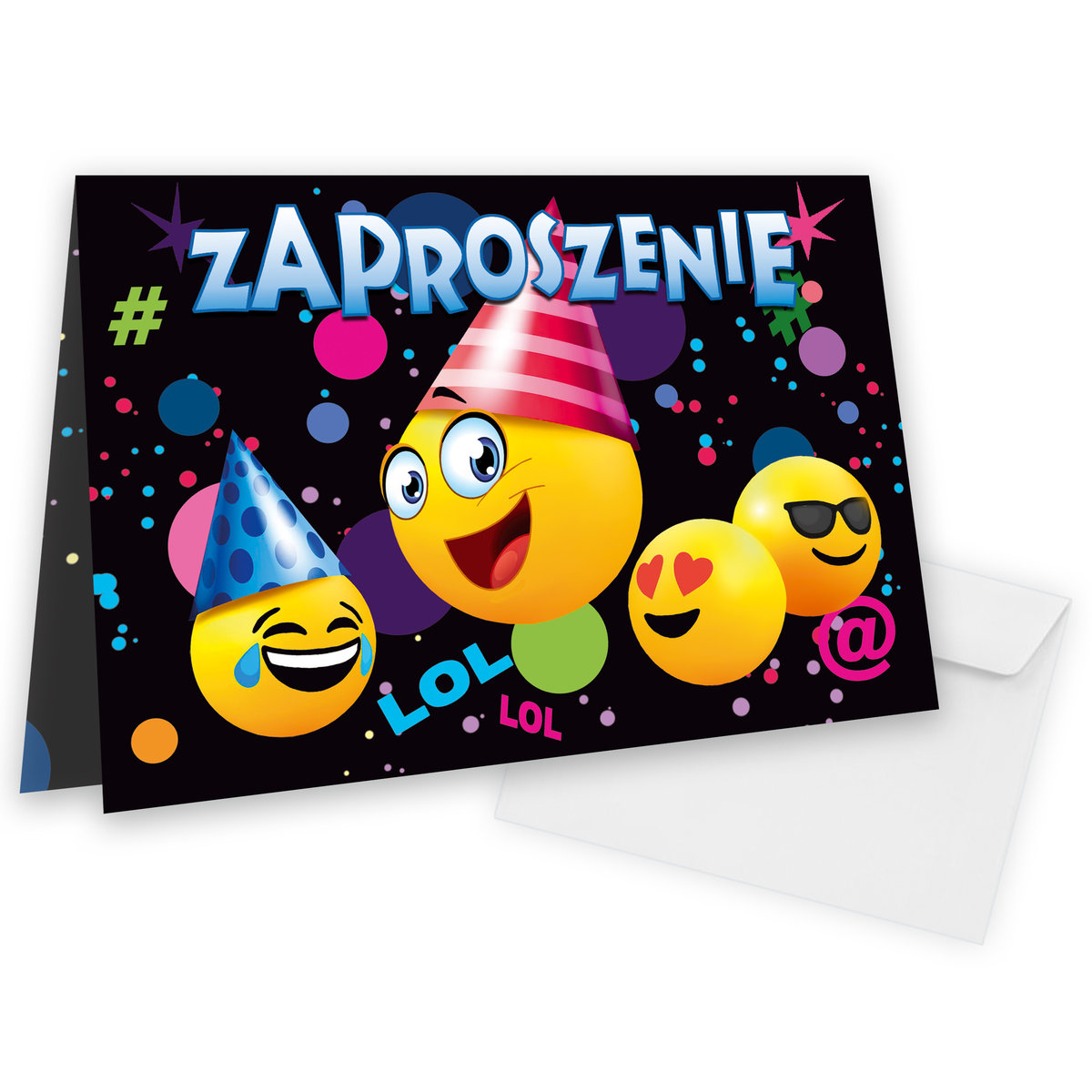 Zaproszenia Dla Dzieci Emotikony - 10 Sztuk