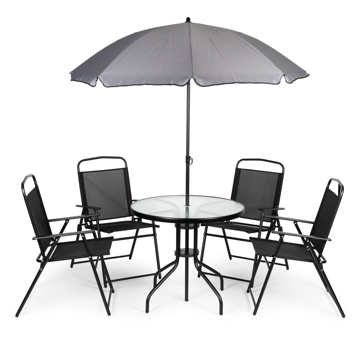 Komplet Mebli Ogrodowych Stolik 4 Krzesła Parasol