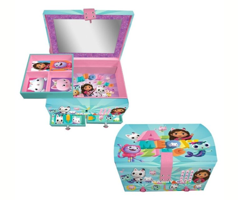 Szkatułka na biżuterię na kod KOCI DOMEK GABI z lusterkiem