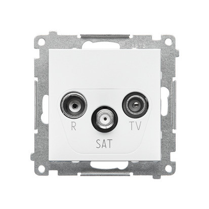 Gniazdo antenowe R-TV-SAT Kontakt-Simon 55 TASP.01/111 przelotowe 7 dB moduł. 1x Wejście: 5 MHz÷2,4 GHz biały mat