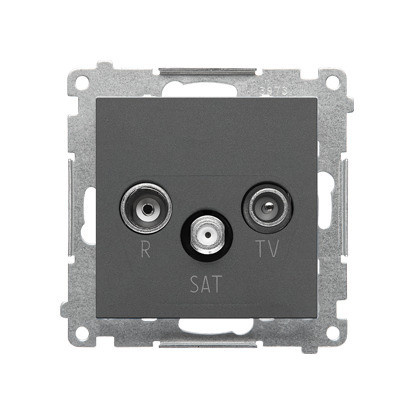 Gniazdo antenowe R-TV-SAT Kontakt-Simon 55 TASP.01/116 przelotowe 7 dB moduł. 1x Wejście: 5 MHz÷2,4 GHz grafitowy mat