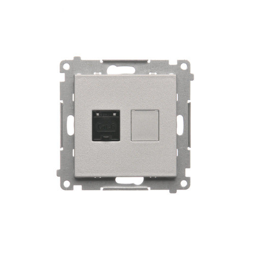 Gniazdo komputerowe RJ45 Kontakt-Simon 55 T61.01/143 pojedyncze kategoria 6, z przesłoną przeciwkurzową moduł aluminium mat