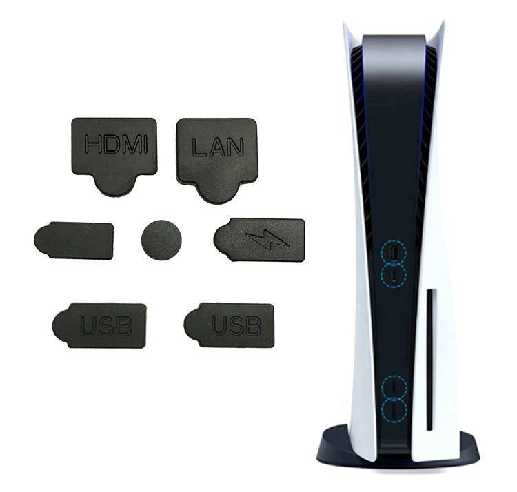 ZAŚLEPKI CHRONIĄCE PORTY USB LAN do Konsol PS5 Zatyczki 7szt. czarne PSP30