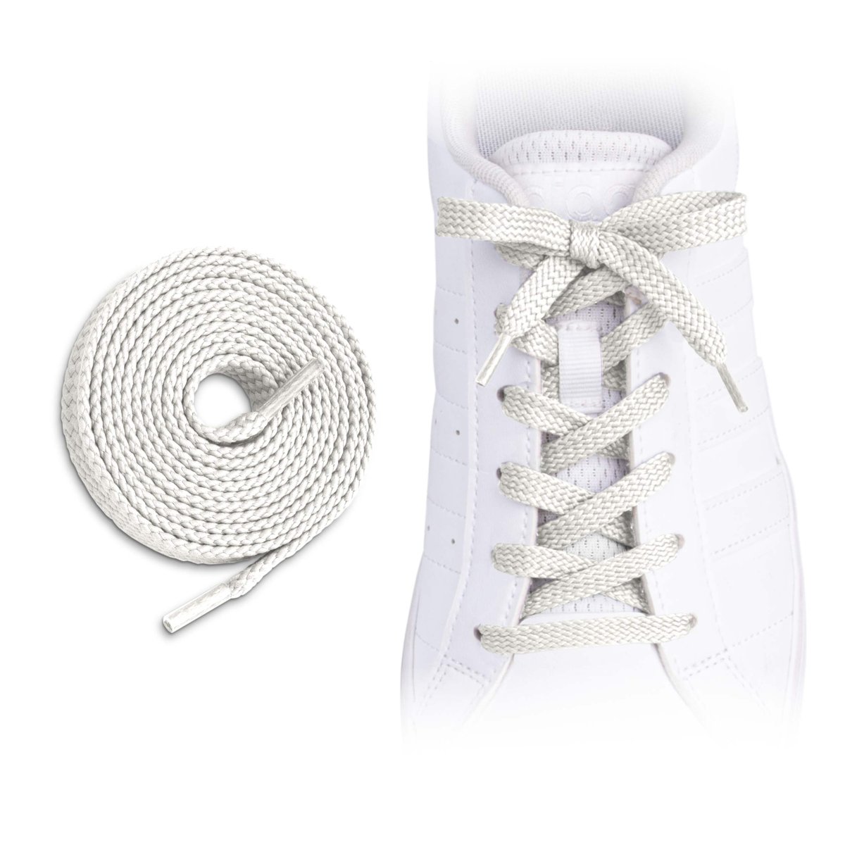 Sznurówki płaskie 7 mm Biały 90 cm