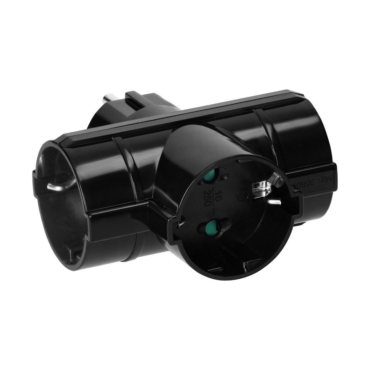 Orno Rozgałęźnik 3x2P+Z (Schuko), czarny