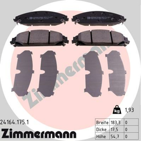 Klocki hamulcowe - komplet ZIMMERMANN 24164.175.1