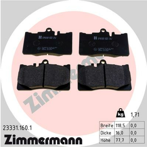 Klocki hamulcowe - komplet ZIMMERMANN 23331.160.1