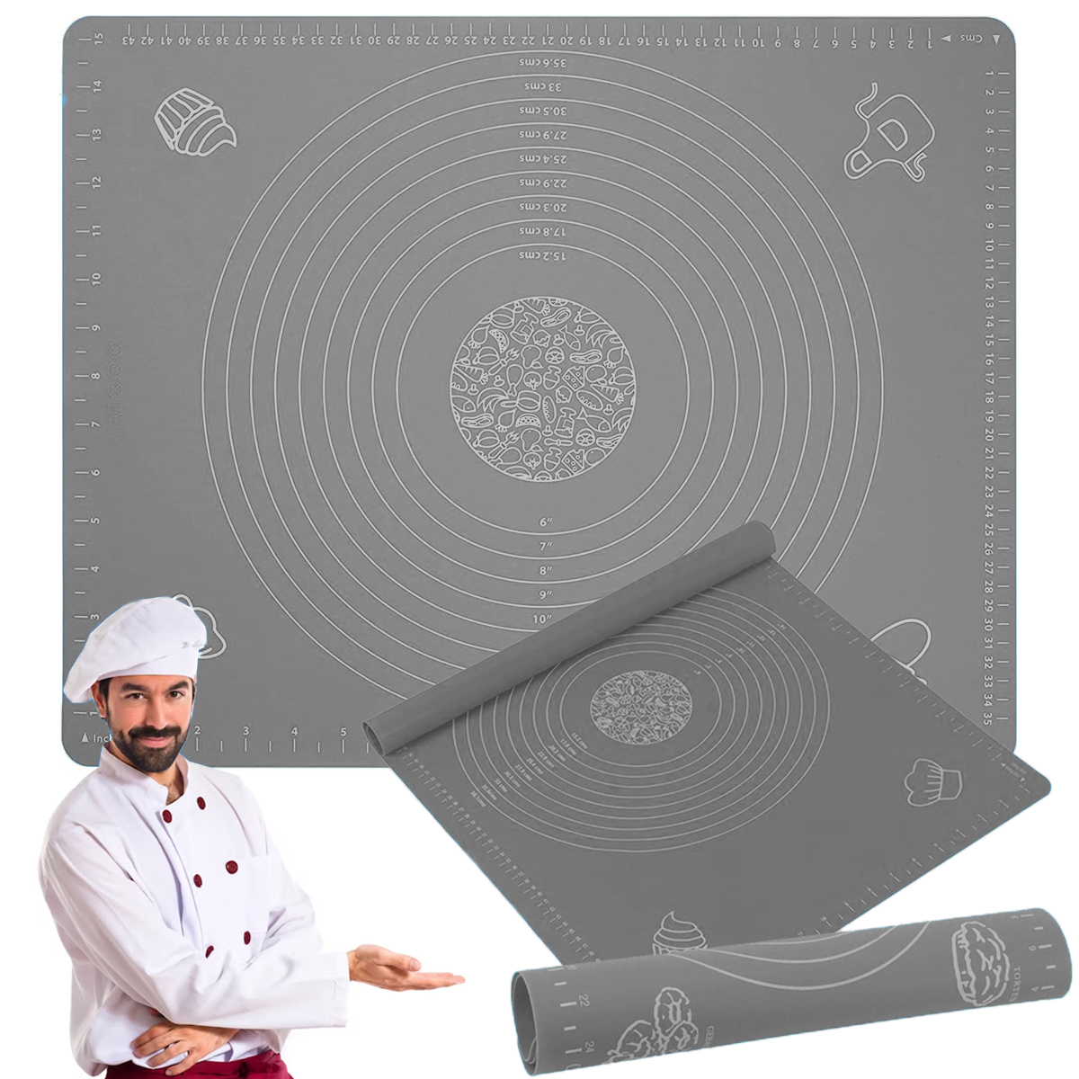 Stolnica silikonowa Artnico 50x40 cm szara