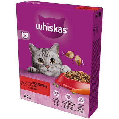 Whiskas, Karma dla Kota, Sucha, z wołowiną, 300g