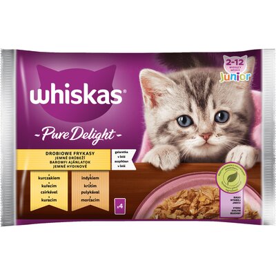 Karma dla kota WHISKAS Pure Delight Junior Drobiowe Frykasy w galaretce (4 x 85 g)