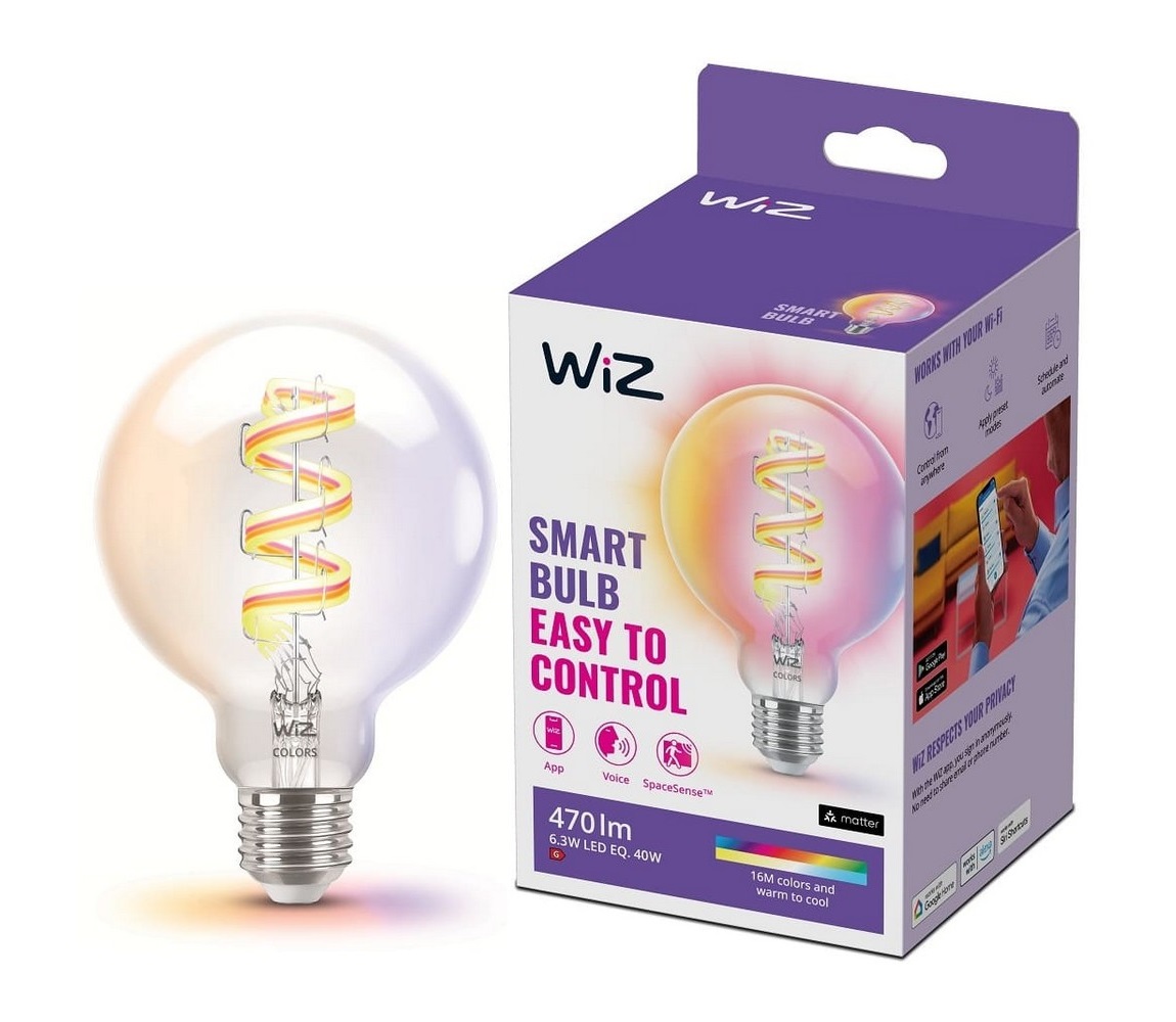 Żarówka ściemnialna LED RGBW G95 E27/6,3W/230V 2200-6500K Wi-Fi - WiZ