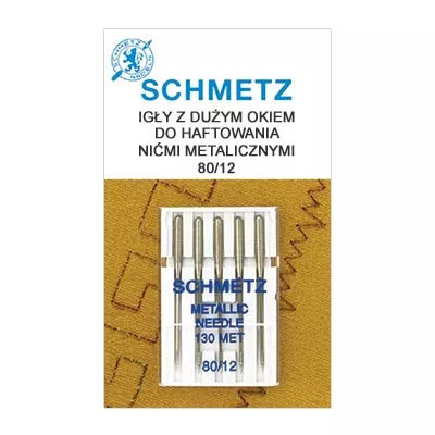 Igły do haftowania nićmi metalicznymi 130/705H DUŻE OKO Schmetz (różne grubości)