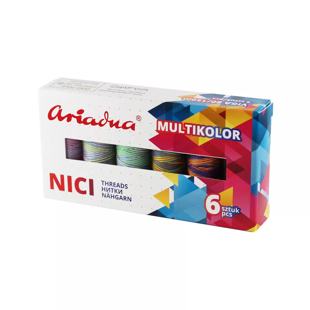 Zestaw multikolorowych nici do szycia Ariadna Multi Sky
