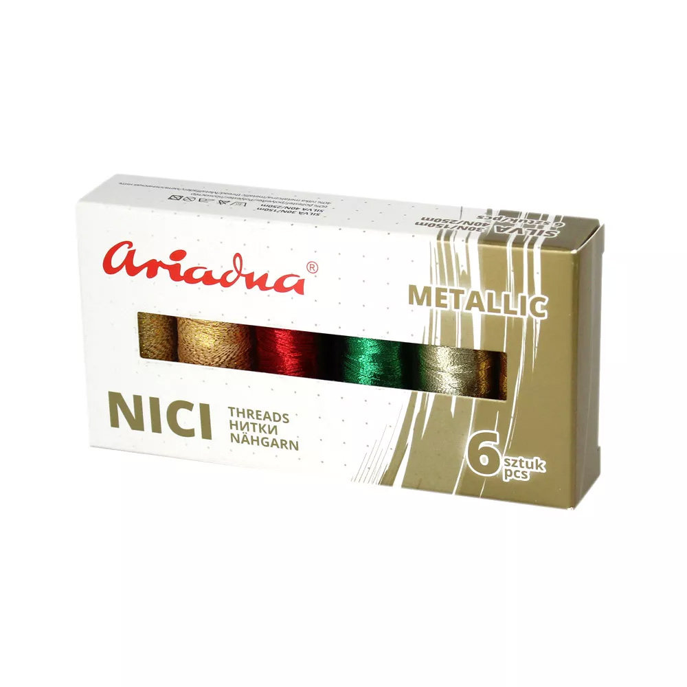Zestaw metalicznych nici do szycia Ariadna Metallic Earth (ziemia)