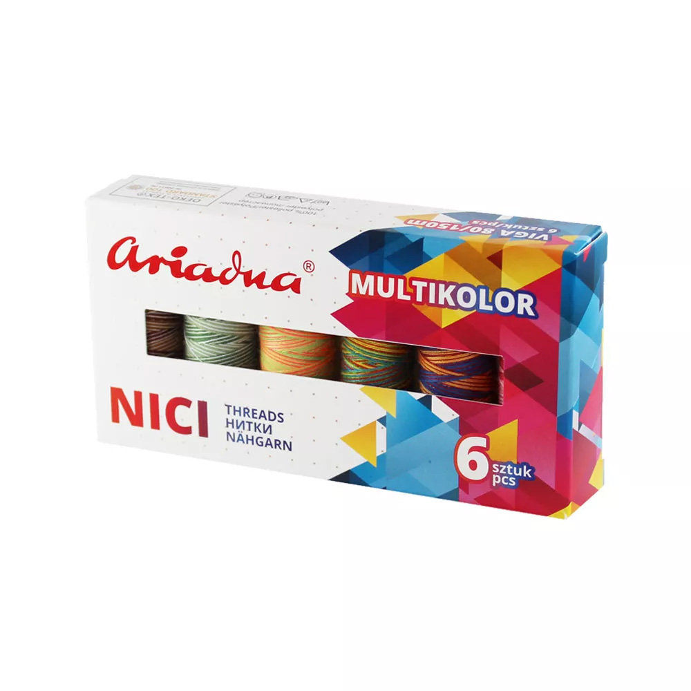 Zestaw multikolorowych nici do szycia Ariadna Multi Earth