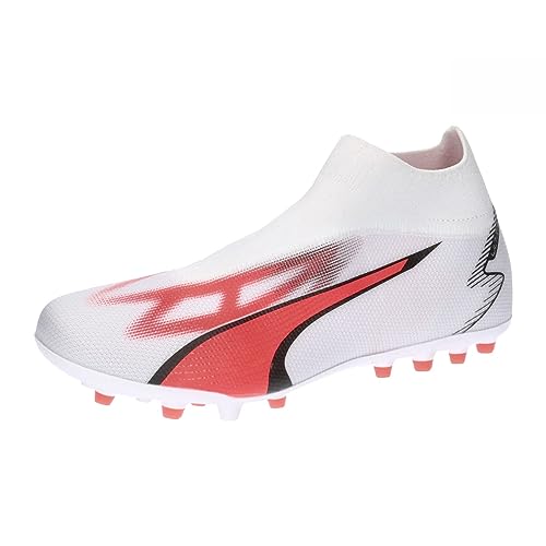 PUMA Męskie buty piłkarskie Ultra Match+ Ll Mg, Puma White PUMA Black Fire Orchidea, 42 EU