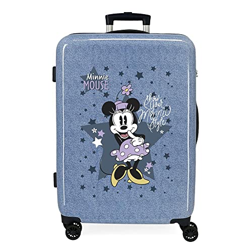 Disney Minnie Style Walizka Średniej Walizka 48x68x26 cms Twarde mocowanie ABS Wbudowany 70l 3 kg 4 Koła Podwójny, niebieski, Maleta mediana, średnia walizka
