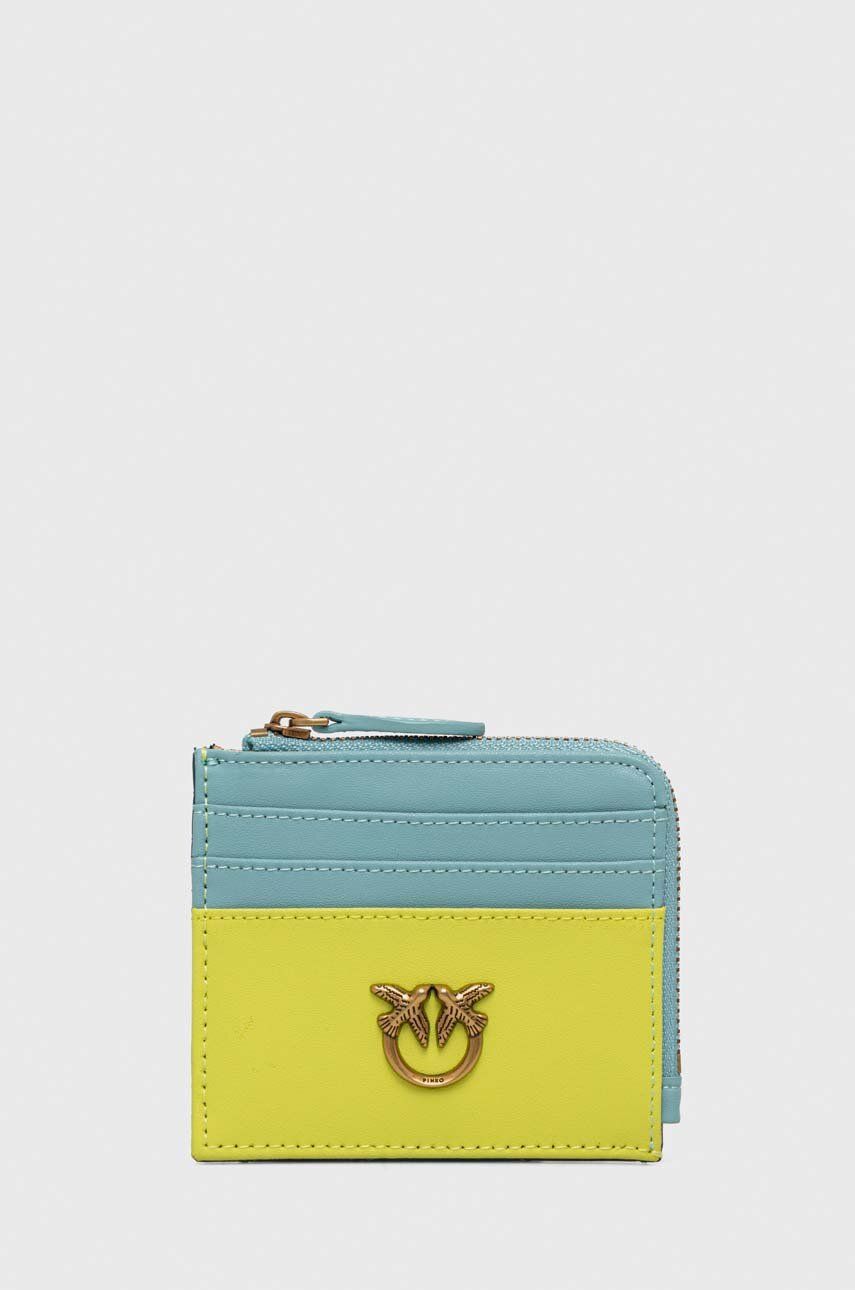 Pinko portfel skórzany damski kolor żółty