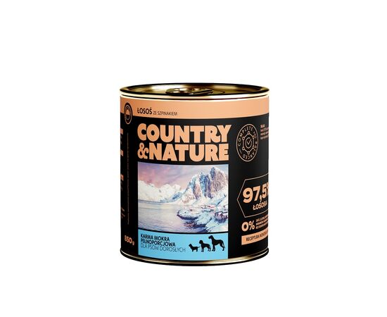 COUNTRY&NATURE Bezzbożowa mokra karma - łosoś ze szpinakiem 850g