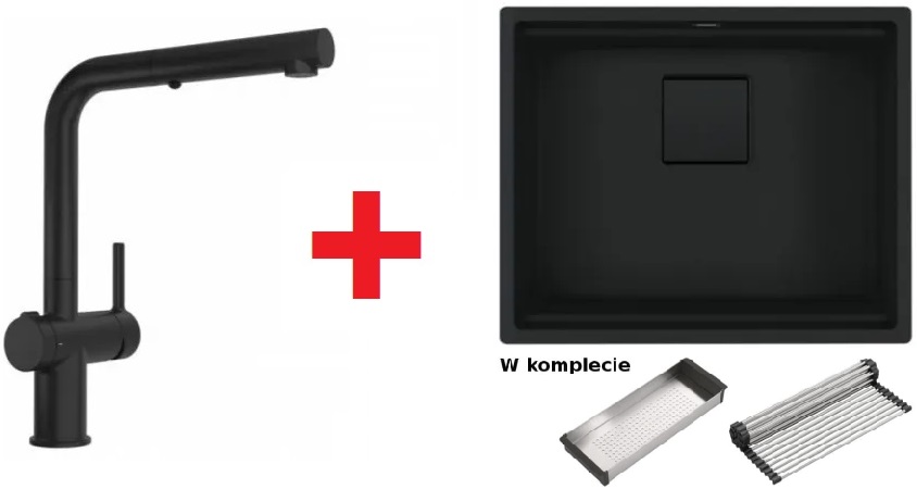ZESTAW | zlew + bateria FRANKE Kanon KNG 110-52 czarny mat + ACTIVE TWIST czarny mat (125.0697.692) __TERAZ_dodatkowy_RABAT_10+3%__wpisz_w_koszyku_FRA10___RATY_0%___info:226674000__