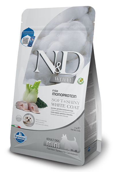 FARMINA N&D White Dog Sea Bass, Spirulina& Fenel Adult Mini 2kg