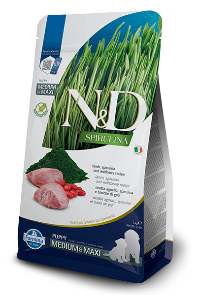 FARMINA N&D Spirulina Lamb Puppy Medium& Maxi 2kg