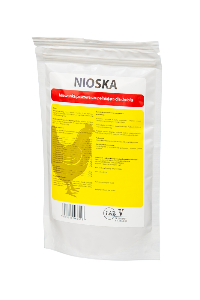 LAB-V Nioska - Mieszanka Paszowa Uzupełniająca Dla Drobiu Na Poprawę Nieśności 0,5kg