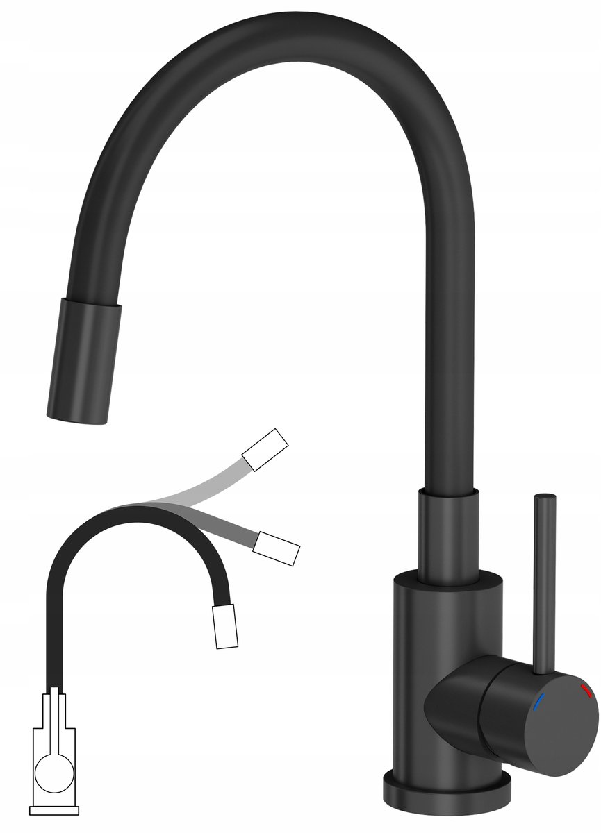 Missouri bateria kuchenna czarny mat / czarny wąż