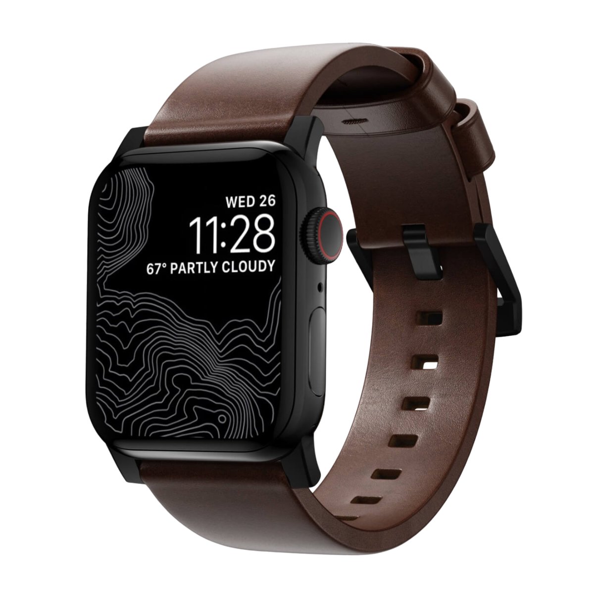 Nomad - Modern Band - Skórzany Pasek do Apple Watch 45 / 49 mm, Brązowy, Czarny