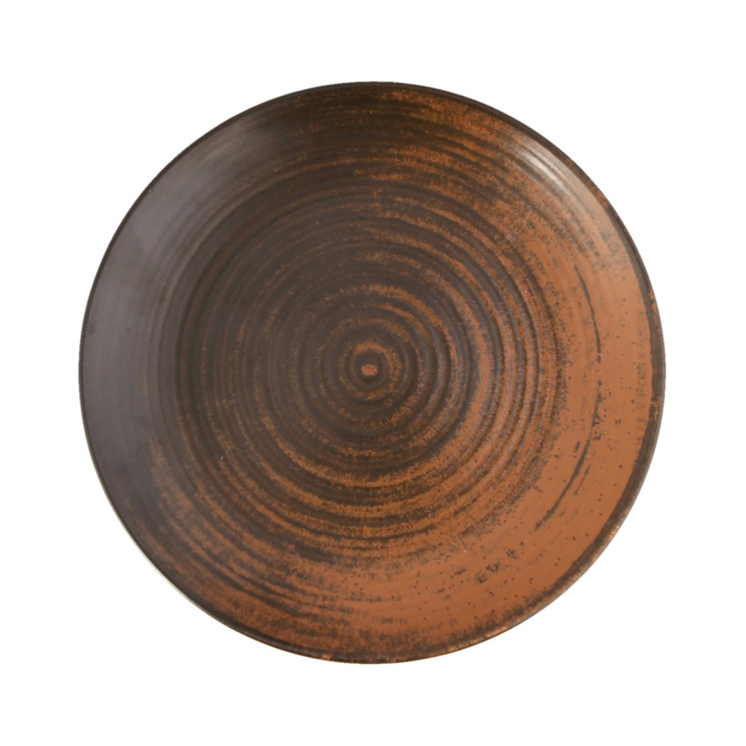 Porland TALERZ PŁYTKI LYKKE BROWN 25 cm PORCELANA BRĄZ