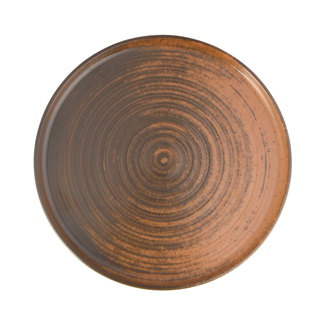 Porland TALERZ PŁYTKI Z WYSOKIM RANTEM LYKKE BROWN 18 cm PORCELANA BRĄZ