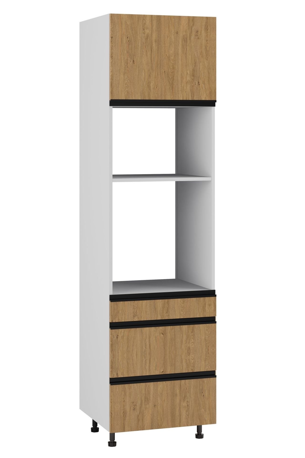 Bari Plus Słupek Wysoki Pod Zabudowę Piekarnika/Mikrofalówki Dpps3-60-38-220_Modern Hk-Xs Dąb Kamienny