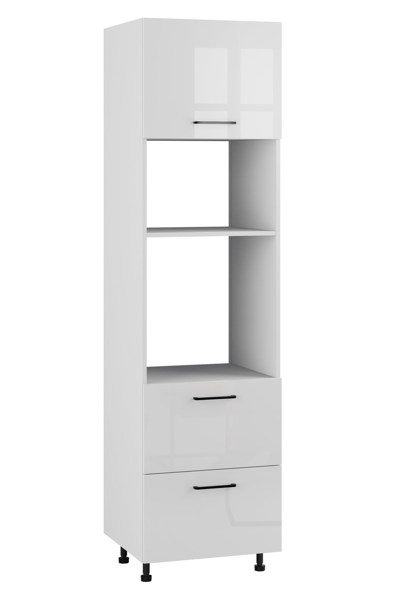 Siena Słupek Wysoki Pod Zabudowę Piekarnika/Mikrofalówki Dpps2-60-38-220_Modern Hk-Xs Biały Połysk