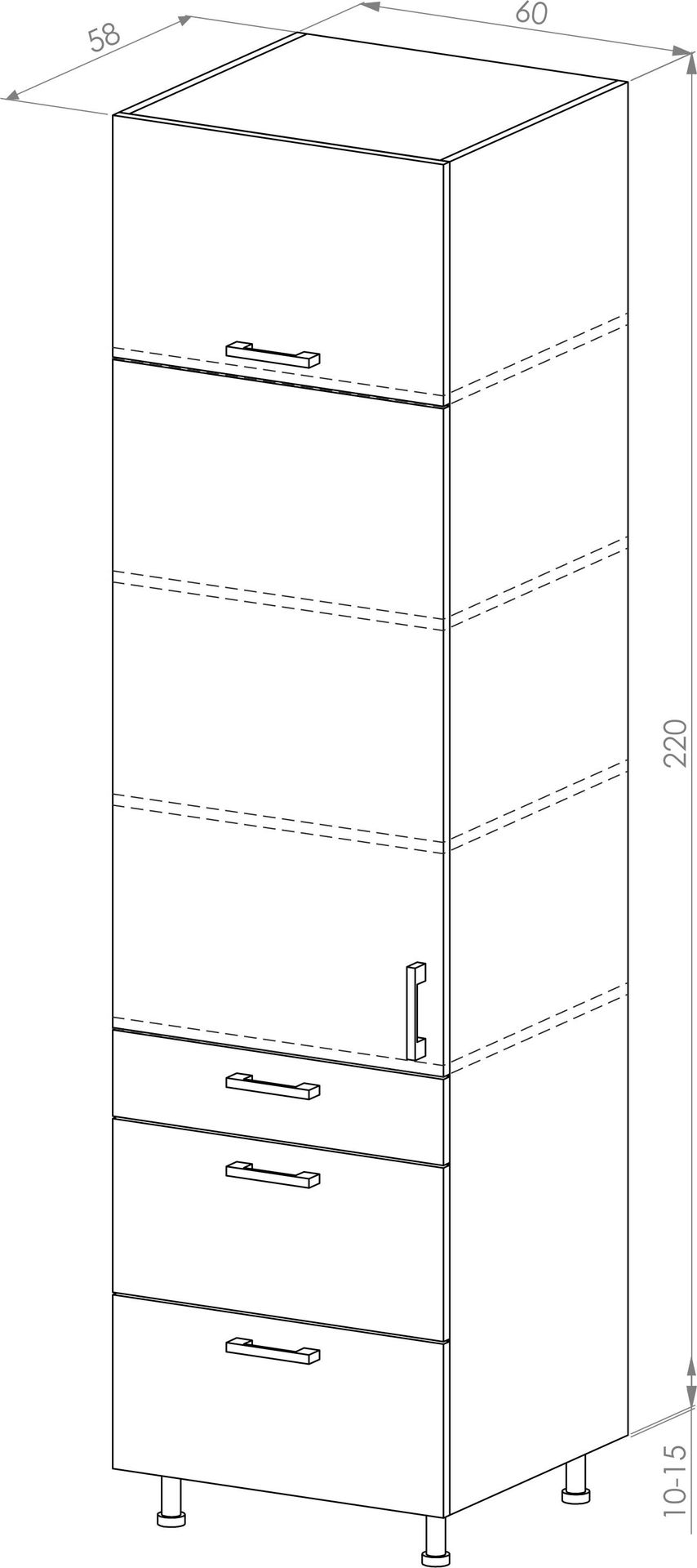 Bari Plus Słupek Wysoki Lewy Ds3-60-220 Hk-Xs_Blum Dąb Kamienny