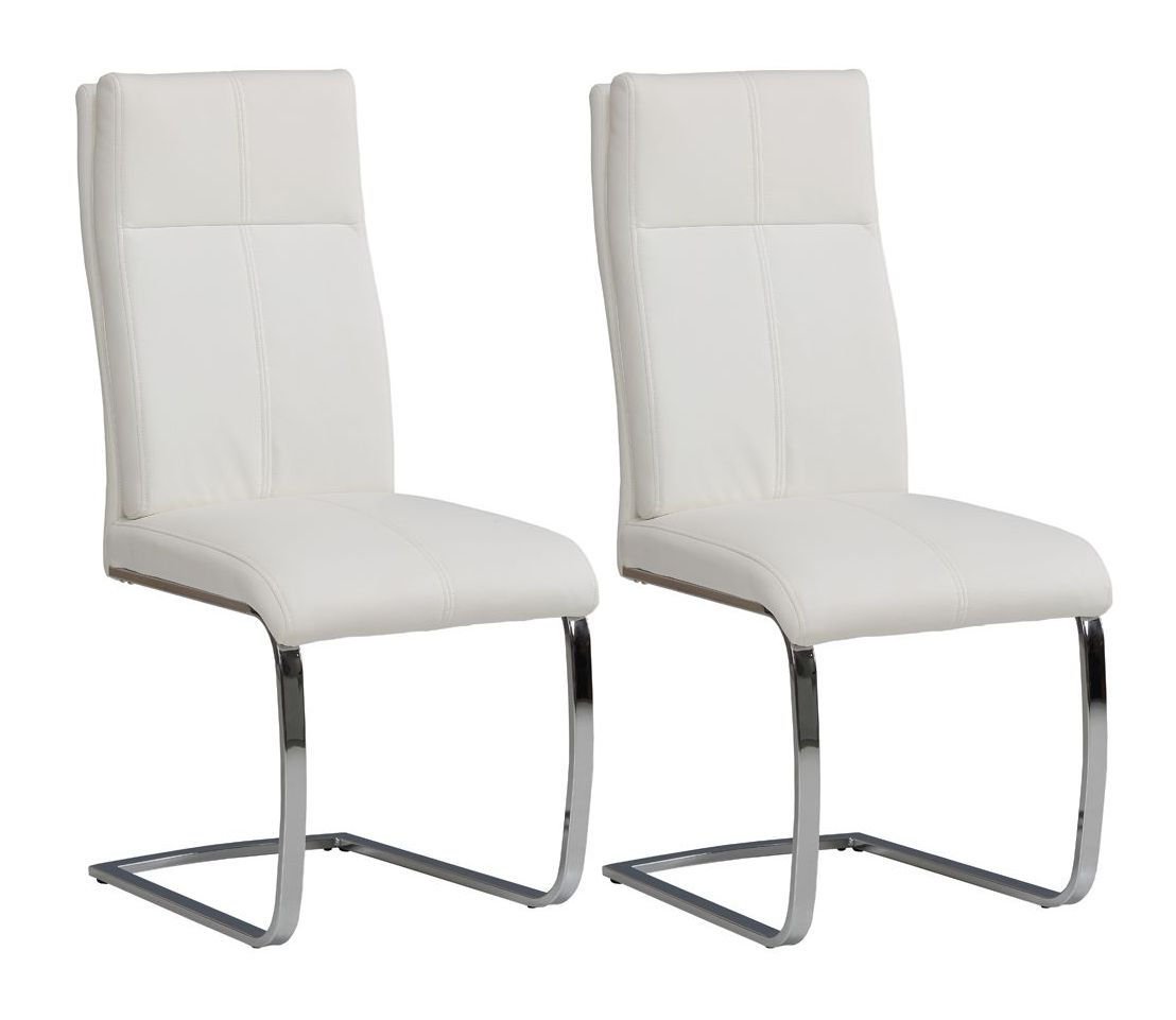 Zestaw 2 Krzeseł Yadgir Kr0140-Met-Y016 Chrom / Biały