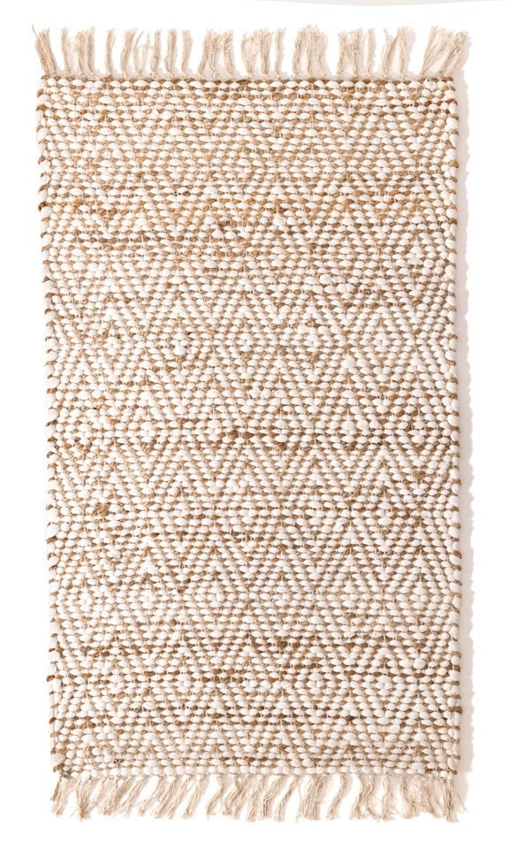 Dywanik Dekoracyjny Jute 80X130 Cm Beżowy/Biały