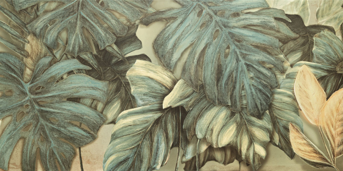 Dekor Alabaster Shine Leaves 1 B Mat Rect 119,8X59,8 Arte