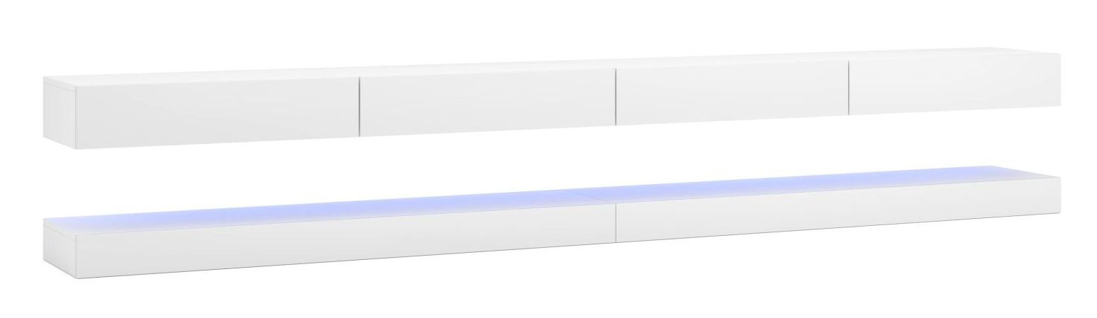 Szafka Rtv Fly Double Biały / Biały Połysk + Led