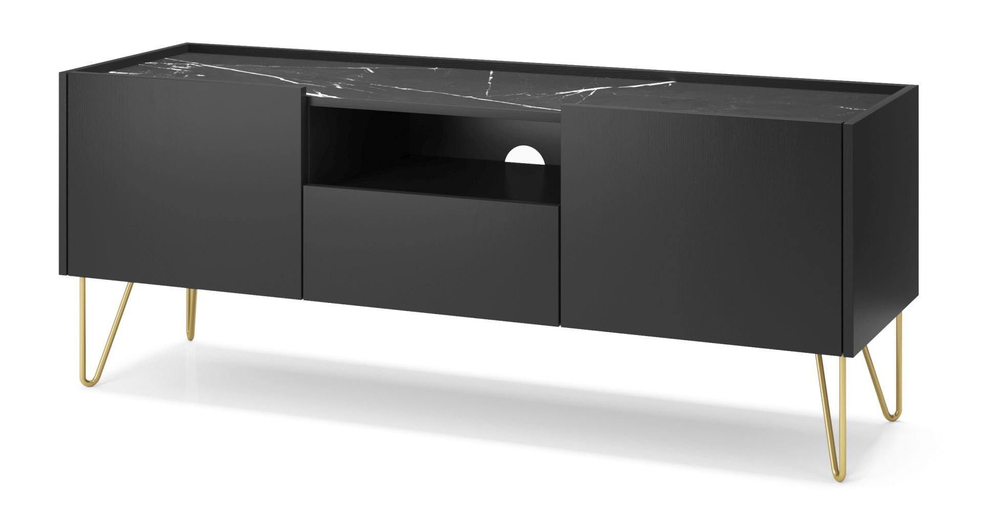 Szafka Rtv Harmony Rtv144 Grafit Mat / Marmur Black Royal