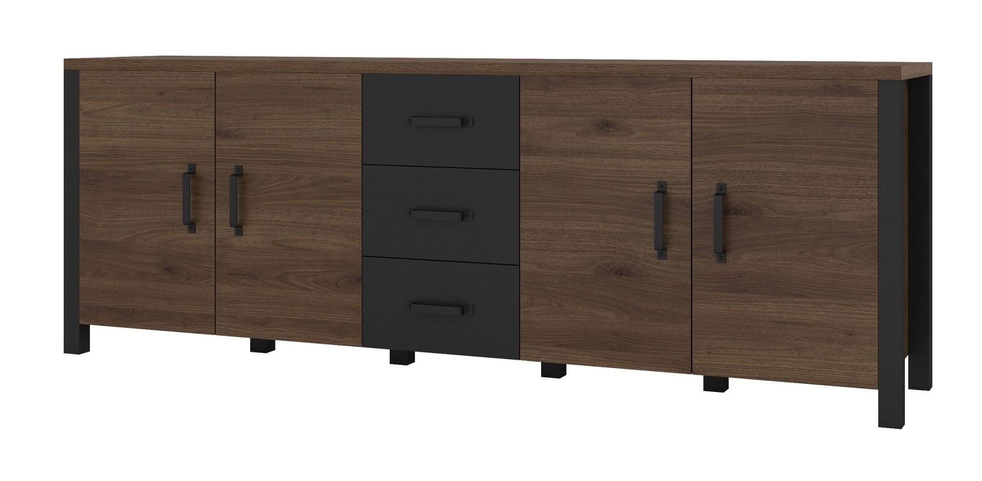 Komoda Olin 25 4D3S Czarny / Orzech Okapi