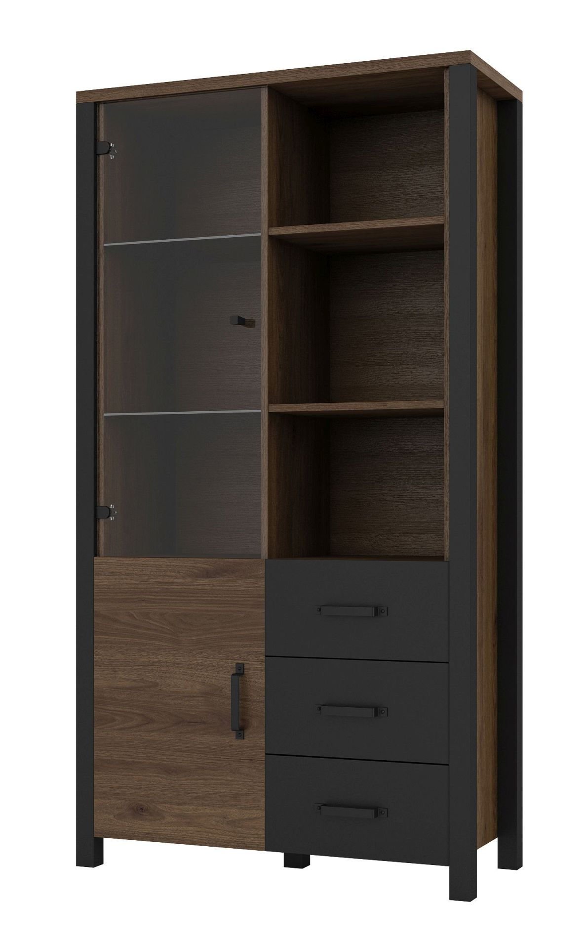 Witryna Olin 13 2D3S Czarny / Orzech Okapi
