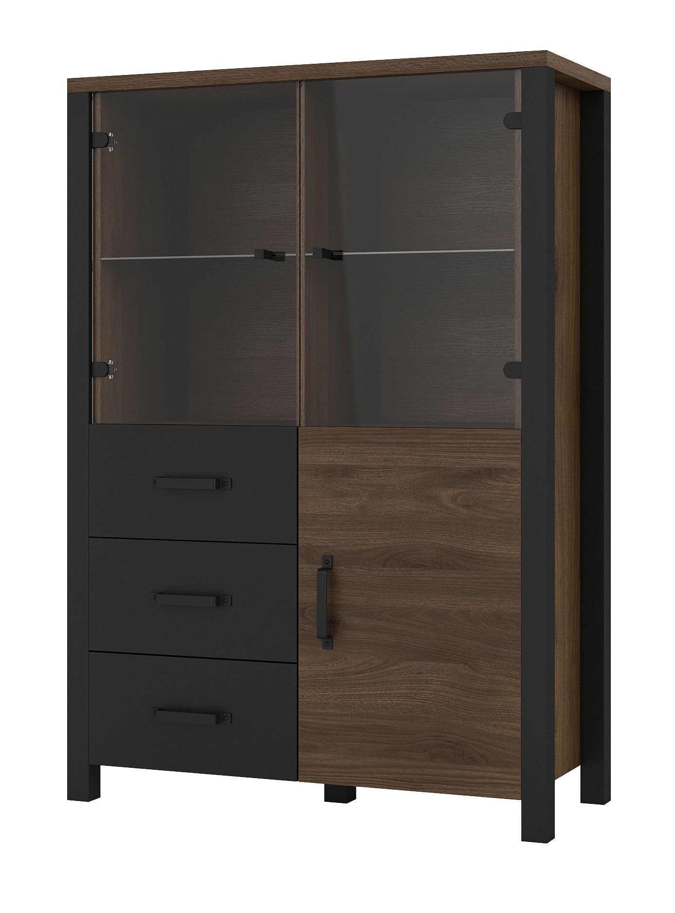 Witryna Olin 44 3D3S Czarny / Orzech Okapi