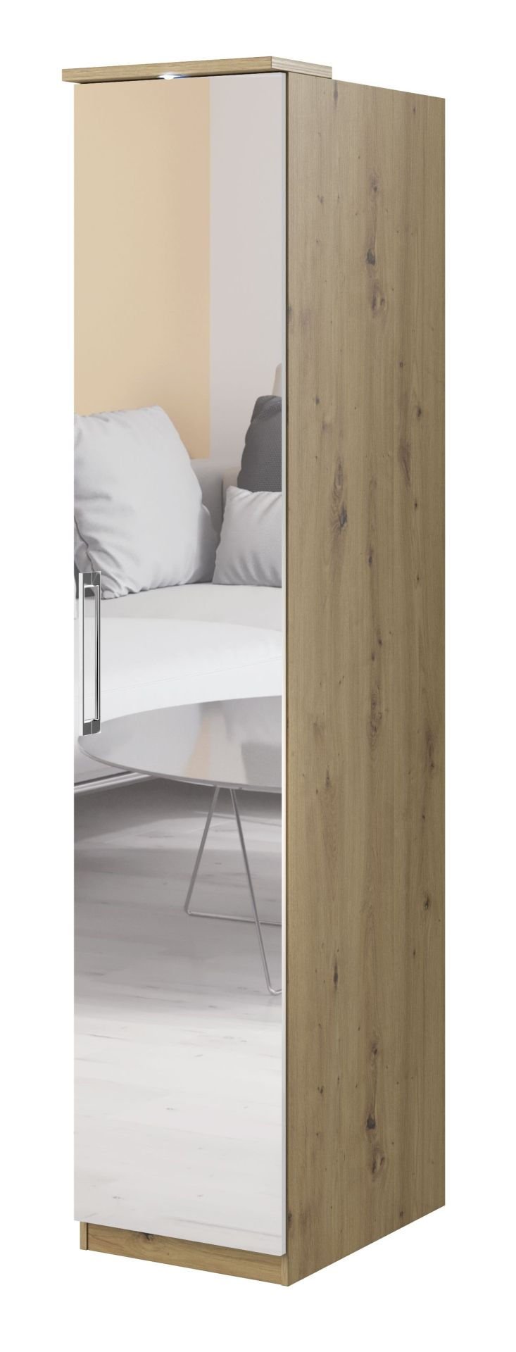 Szafa Optima 57 1D 45X217 Dąb Artisan / Biały Połysk / Lustro